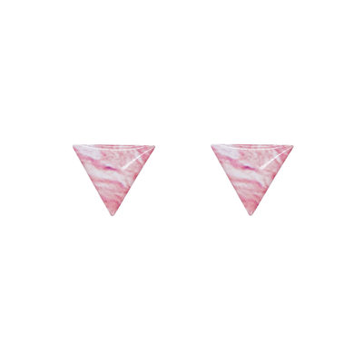 Pink triangle earrings for Breast Cancer awareness with sterling silver posts