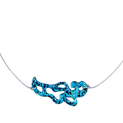 ovarian cancer necklace with paisley pendant based on cell image of ovarian cancer under resin and gray cord