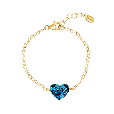 gold heart bracelet for ovarian cancer with dainty heart shaped chain and cell image in resin pendant