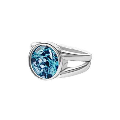 Sterling silver and teal awareness ring for ovarian cancer that gives back to charity